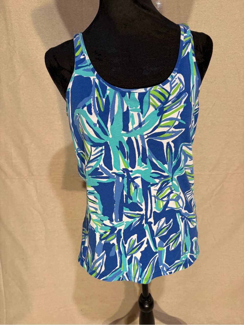 Lilly Pulitzer Blue Tropical Leaf Print Tank